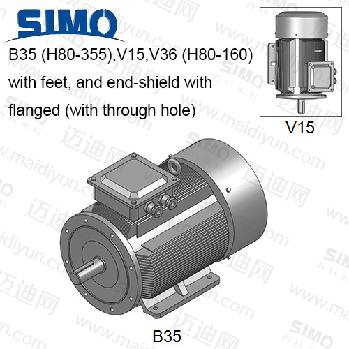 YE2(IP55)系列-機(jī)座帶底腳、端蓋上有凸緣(帶通孔)電動機(jī)